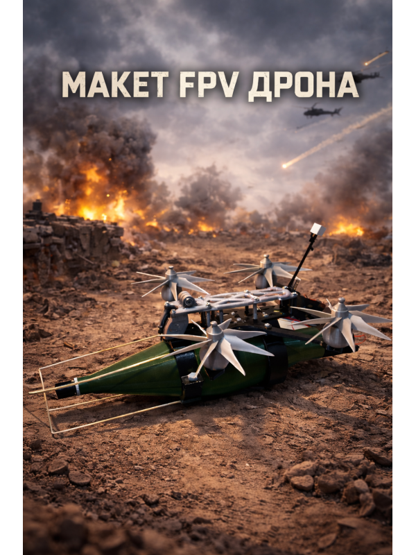 Макет FPV дрона с разборным макетом выстрела от РПГ